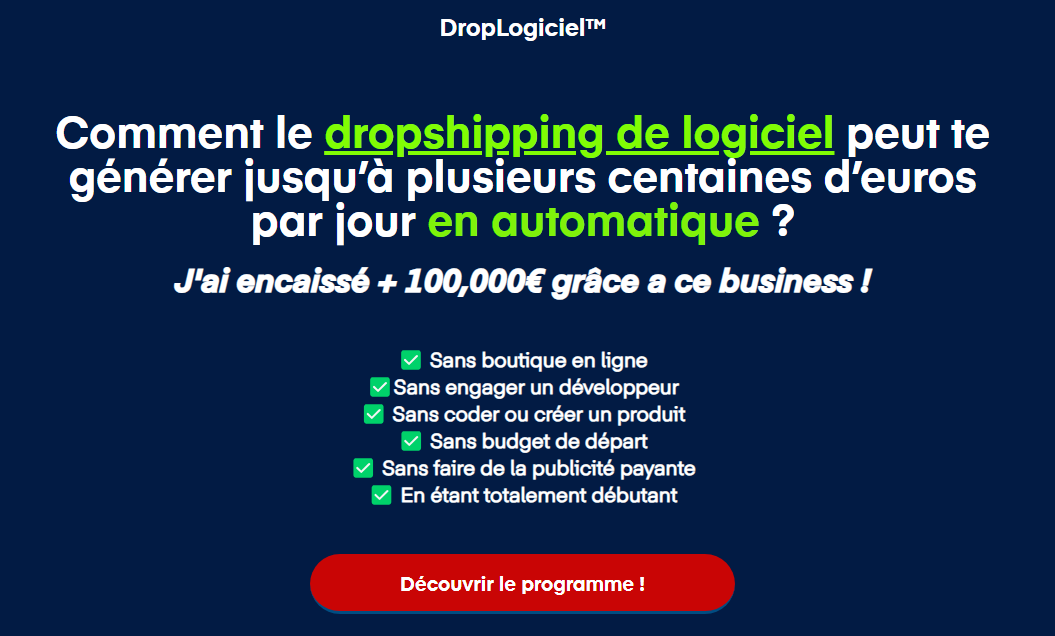 Drop Logiciel : lancer un business dans la vente de logiciel en ligne