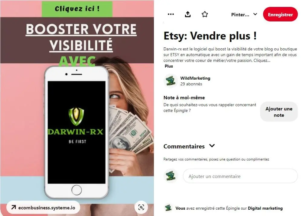 Avis Darwin-RX : logiciel de marketing automation pour Pinterest